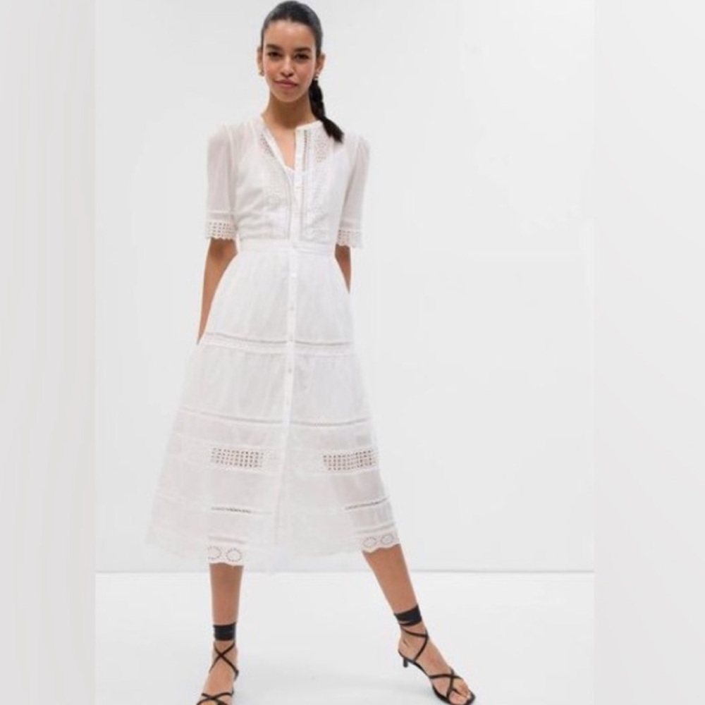 GAP lace midi dress white size small | Doen inspired